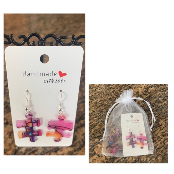 Handmade puzzle earrings - Picture 1 of 11